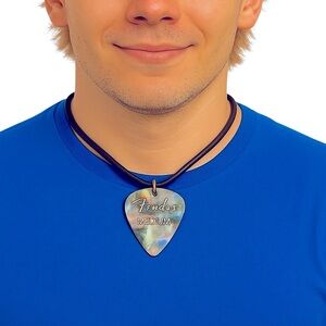 Multi Swirl Guitar Pick Necklace Suede Cord Pearlescent Unisex New